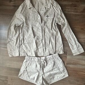 Figs Cream Heartbeat Print Pajama Set